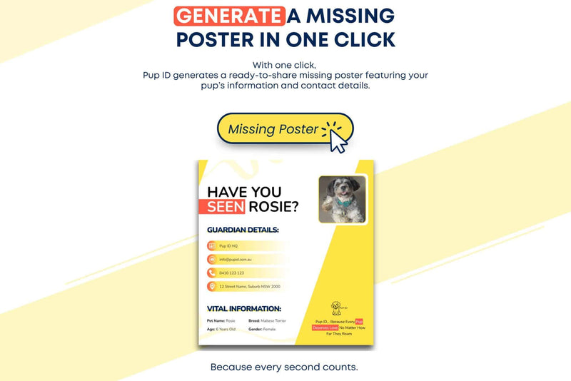 Pup ID's One-Click Missing Poster